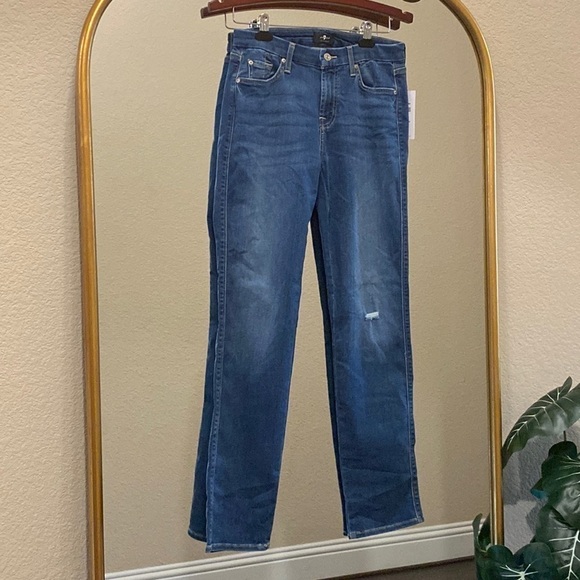 7 For All Mankind Kimmie Straight Distressed Jeans Size 30 - Picture 1 of 7
